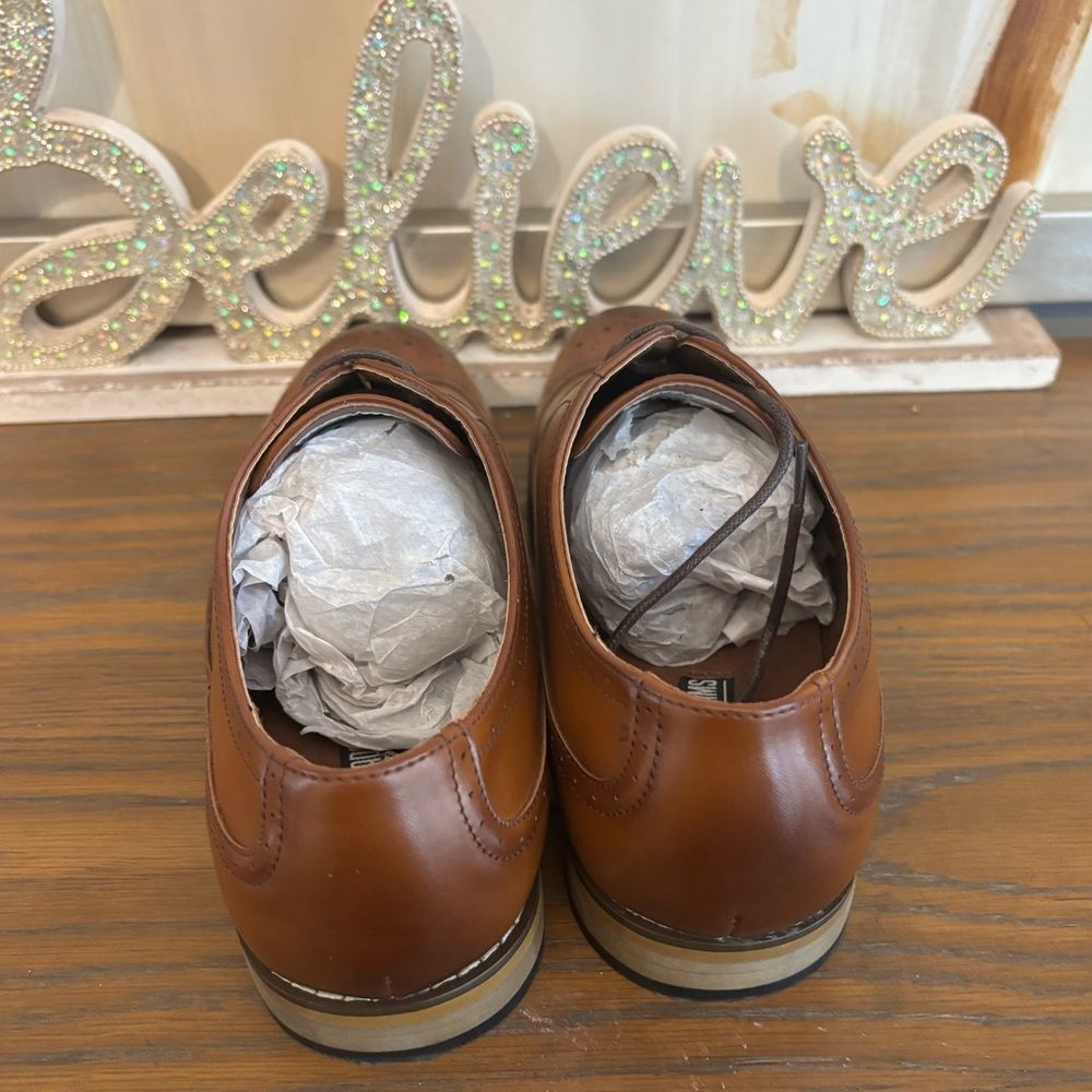 NWOT Stacy Adam’s Classic Brown Faux Leather Oxford Dress Shoes-size 6.5 - Picture 6 of 15
